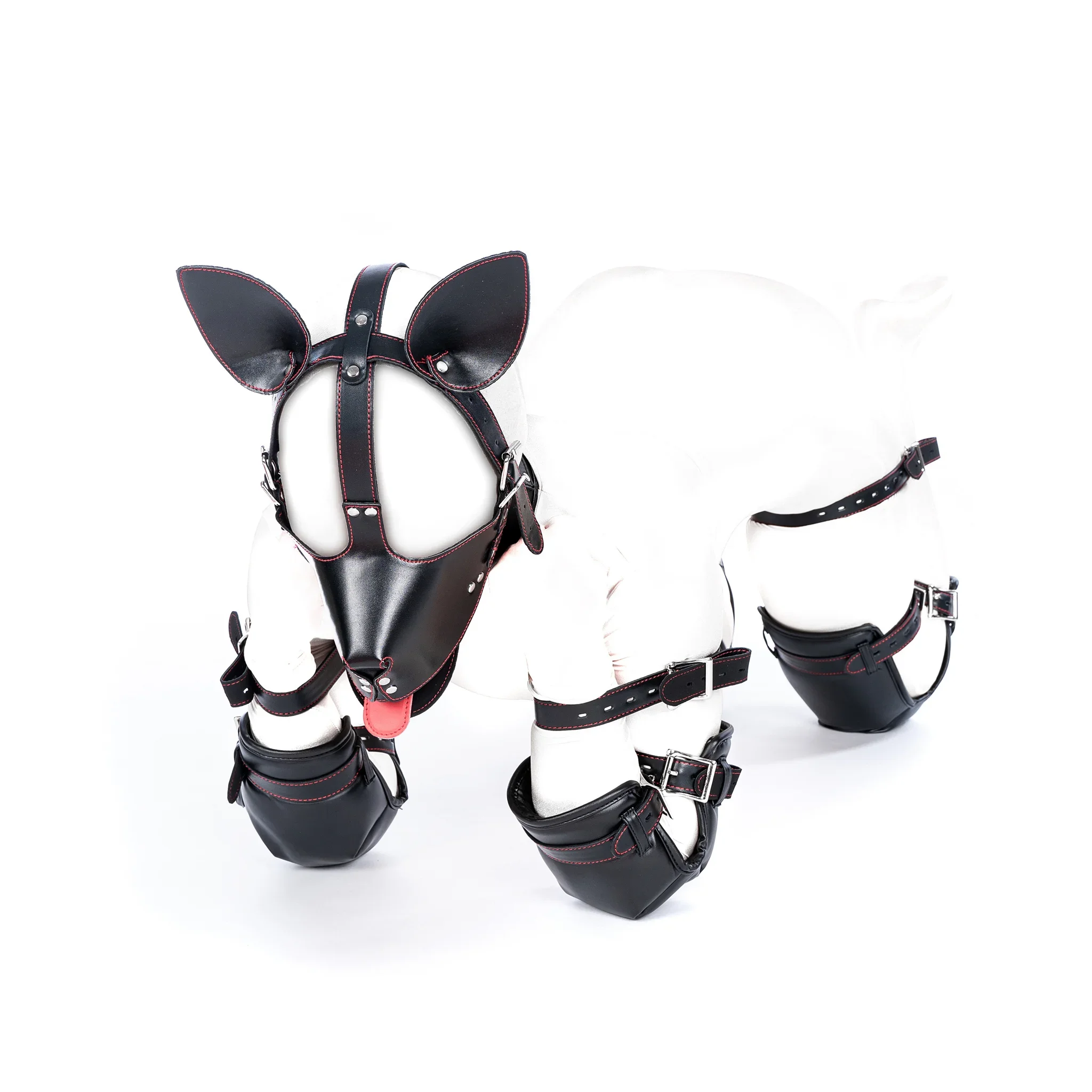 BDSM Dog Display Leather Bondage Kit Adjustable Choker Restrain Hand Foot Games Harness for Men Women Couples Game Sex Toys Set