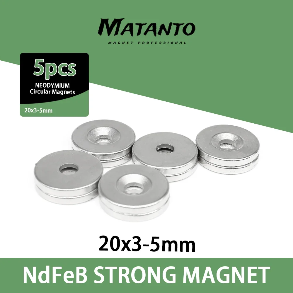 2/5/10/20/30/50PCS 20x3-5mm N35 Strong Ring Magnets 20*3 mm Hole 5mm Countersunk Neodymium Magnet 20x3-5 Permanent Magnet 20*3-5