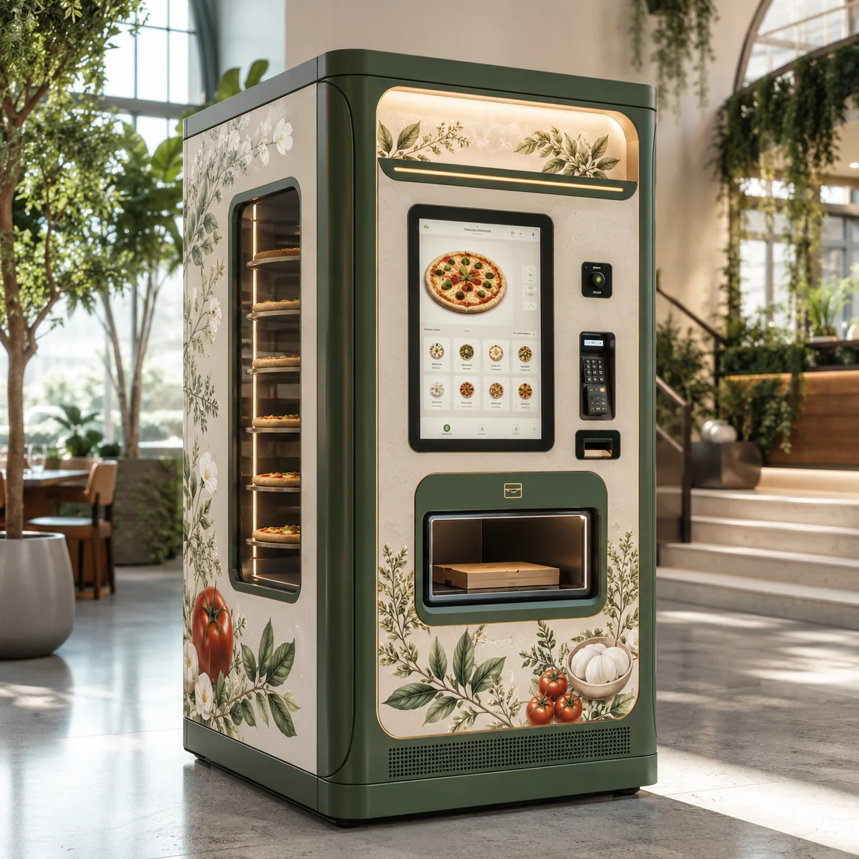 Smart Fresh Pizza Vending Machine for Pizzas Up to 10 Inch or 12 Inch Fully Automatic Commercial Self Service Food Kiosk