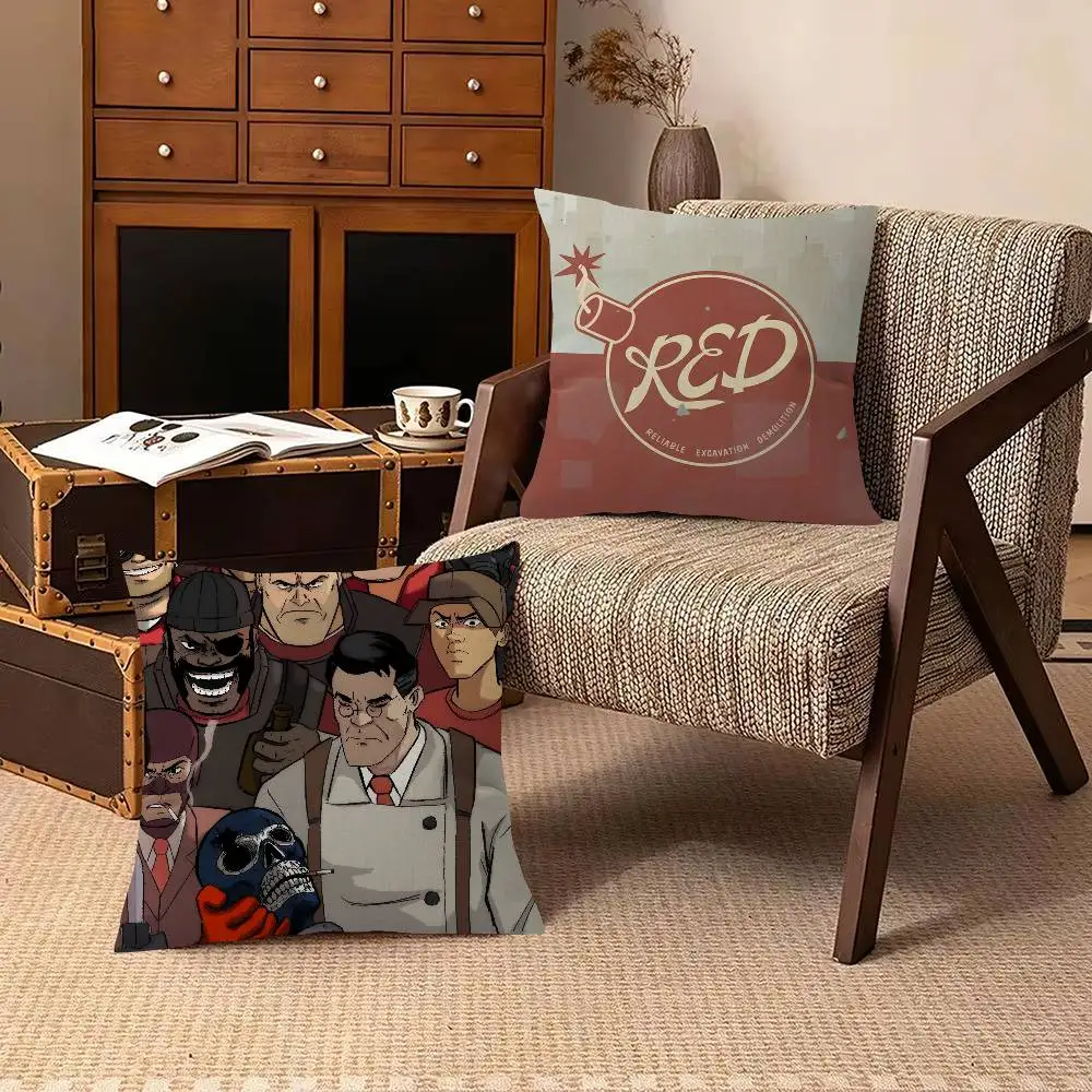 Game Hot T-Team F-Fortress 2 TF2   Cushion Cover Pillowcase Upholstery Sofa Throw Pillow Home Decor Pillowcas