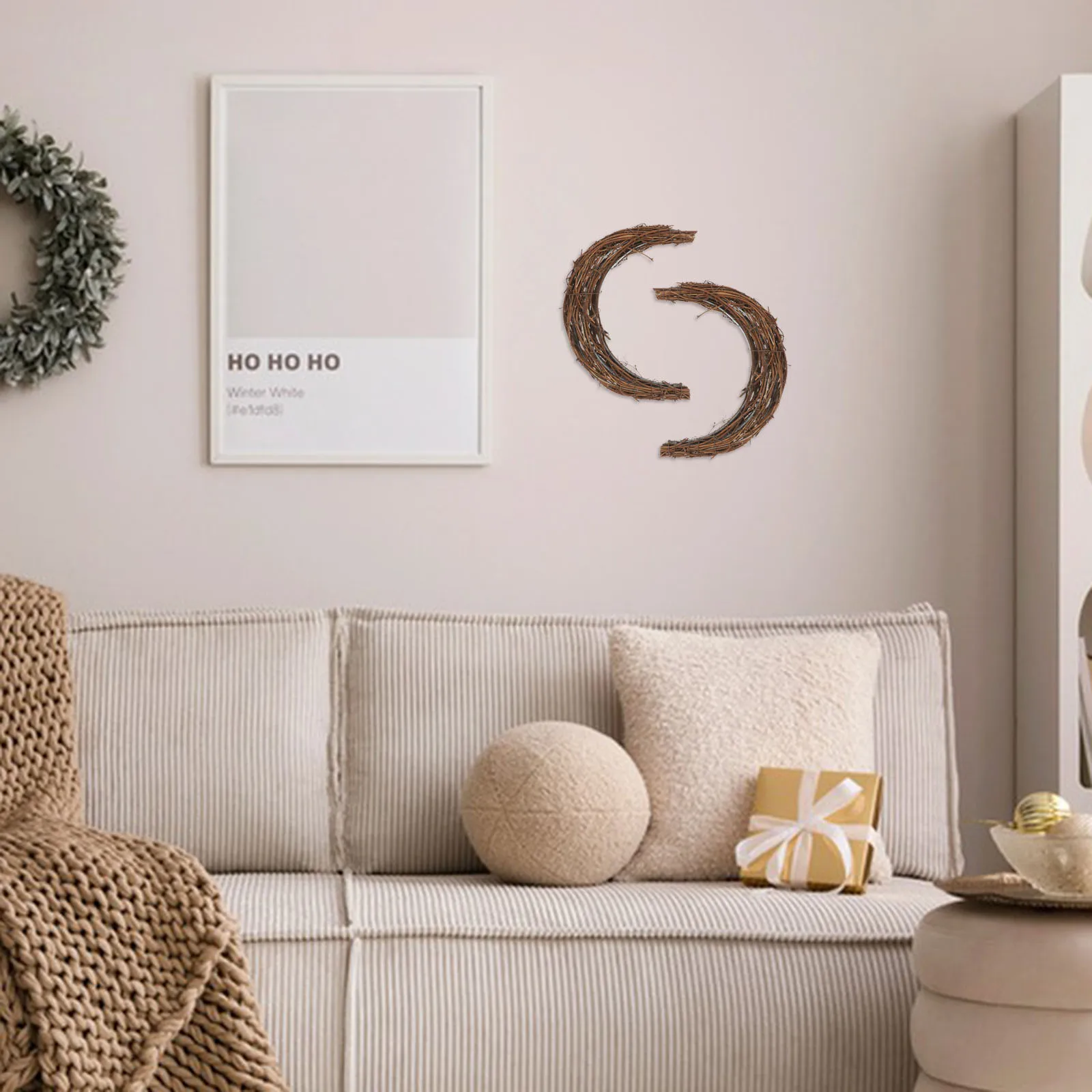 

2pcs Diy Moon Holiday Home Party Decoration Circle Diy Garland Material Handicrafts Ring Wire Frame Festival Wreath Making