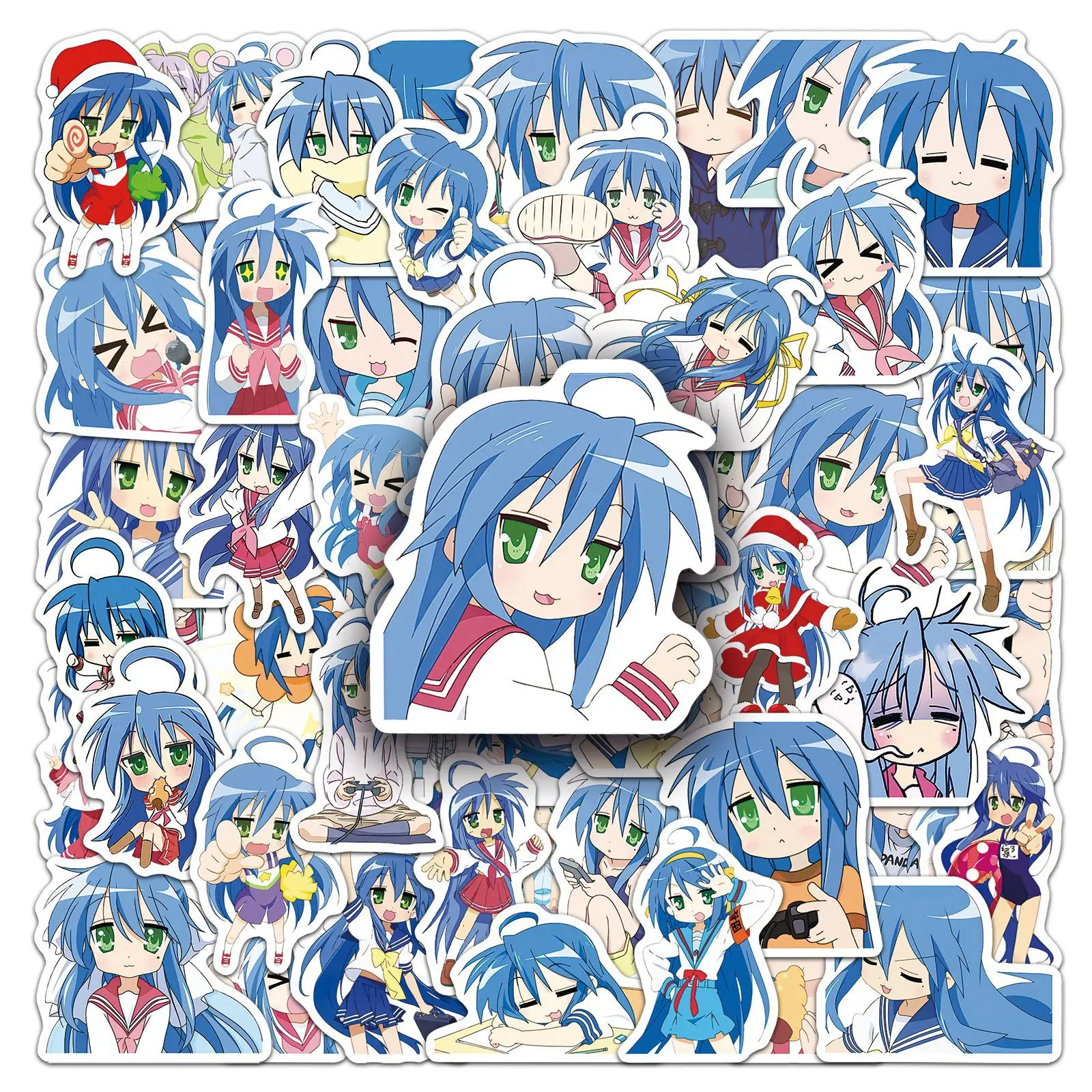 50pcs Izumi Konata Lucky Star Stickers Kawaii Girls Cartoon Sticker Laptop Notebook Suitcase Bike Decorative Decal Gift