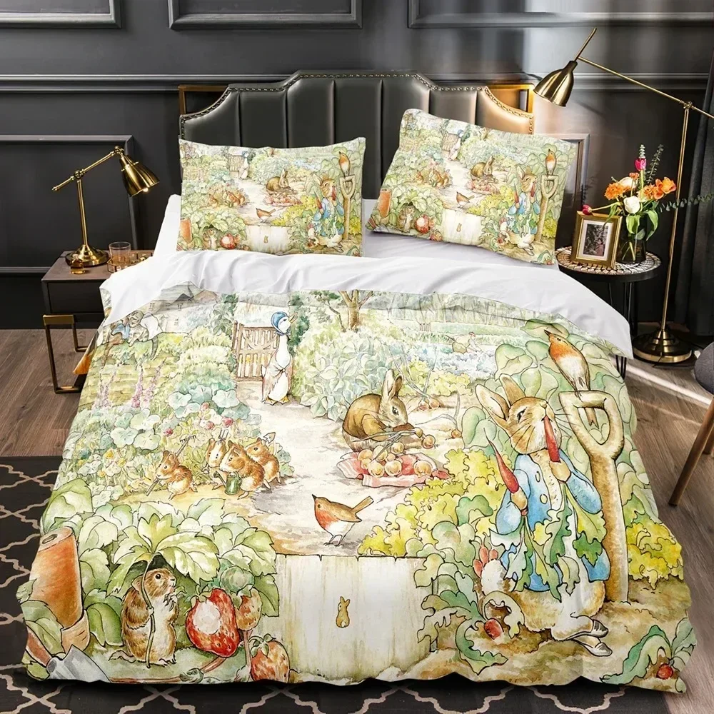 

3D Peter the Rabbit Bedding Set Duvet Cover Sheet Printed Bed Set Pillowcase Bed Full Queen King Size For Comforter Bedroom