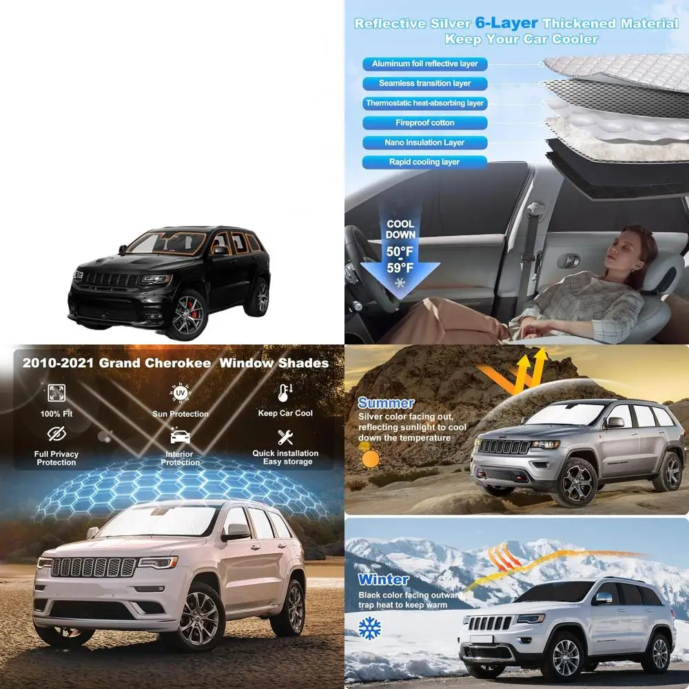 2010-2021 ظلال خصوصية جراند شيروكي، أغطية نافذة السيارة السميكة مكونة من 6 طبقات، مظلات تعتيم وعازلة للحرارة 2 في 1 لـ Ca