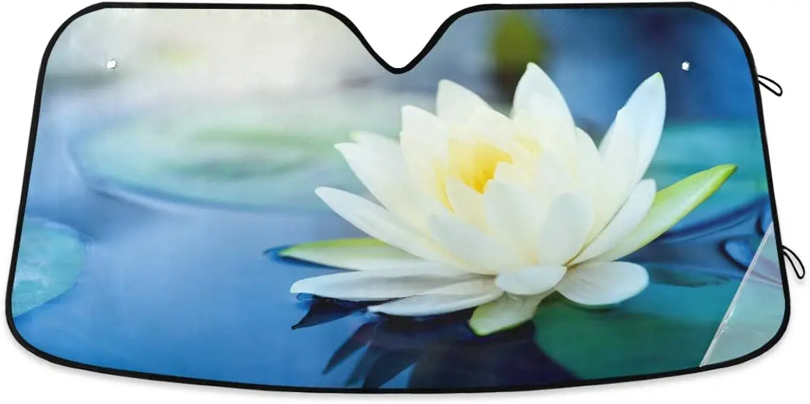 

Car Windshield Sunshade Beautiful Lotus Flower Pattern, Blocks Sun Visor Protector Foldable Sun Shield Keep Your Vehicle Cool, F
