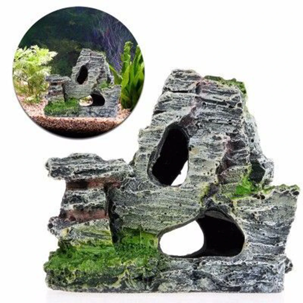 Fish Tank Ornament Resin Rock with Mountain View For Cave and Bridge Structure for Aquascaping and Underwater Landscape Design