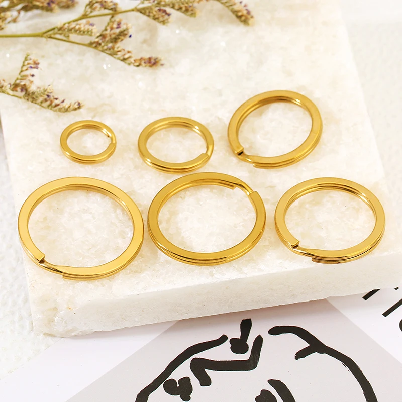 10pcs Stainless Steel Flat Split Keyring & Open Jump Rings for Keychains