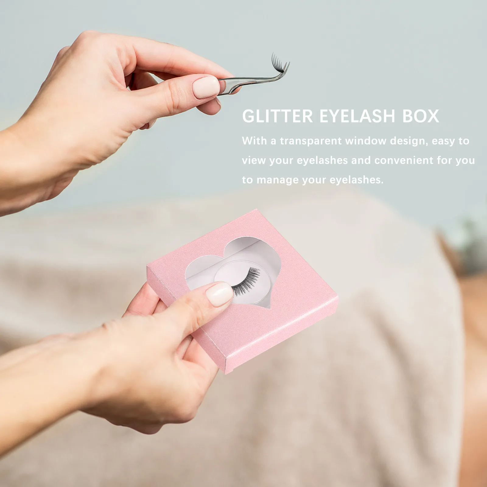 

Набор из 50 коробочек для накладных ресниц: портативный органайзер для хранения ресниц с блестками, компактный футляр для ресниц с выдвижным механизмом и прозрачным окном
