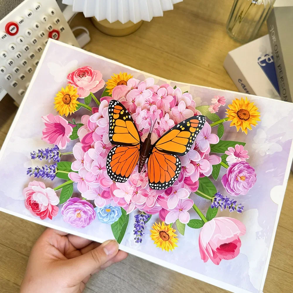 بطاقات تهنئة منبثقة على شكل فراشة ثلاثية الأبعاد، بطاقة بريدية لعيد الحب، الذكرى السنوية، الأم، تهنئة دعوة الزفاف، هدية عيد ميلاد