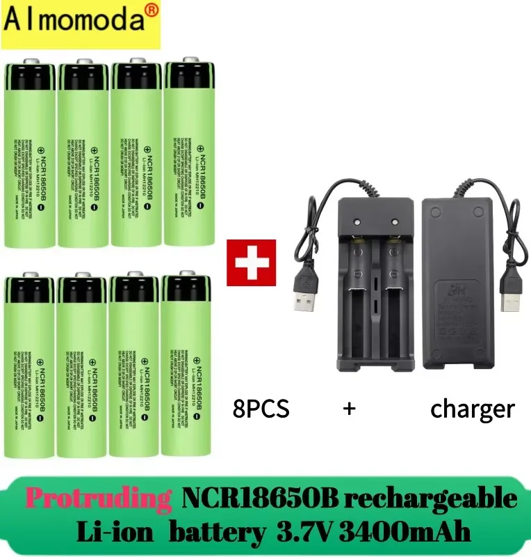 2024 protruding 100% USB rechargeable lithium battery NCR18650 3.7V 3400mAh 34B USB charger original battery cell flashlight