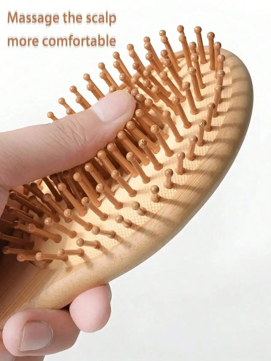 

Bamboo Hair Brush Natural Wood Anti -Static Brush Hair Scalp, Scalp Combed Combat Cushion Modeling Tool Common