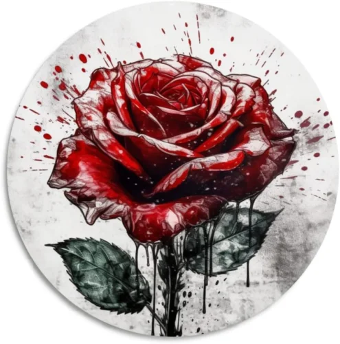 

Retro round Metal Aluminium Tin Sign, Charming Garden Rose, Farmhouse Country Fa
