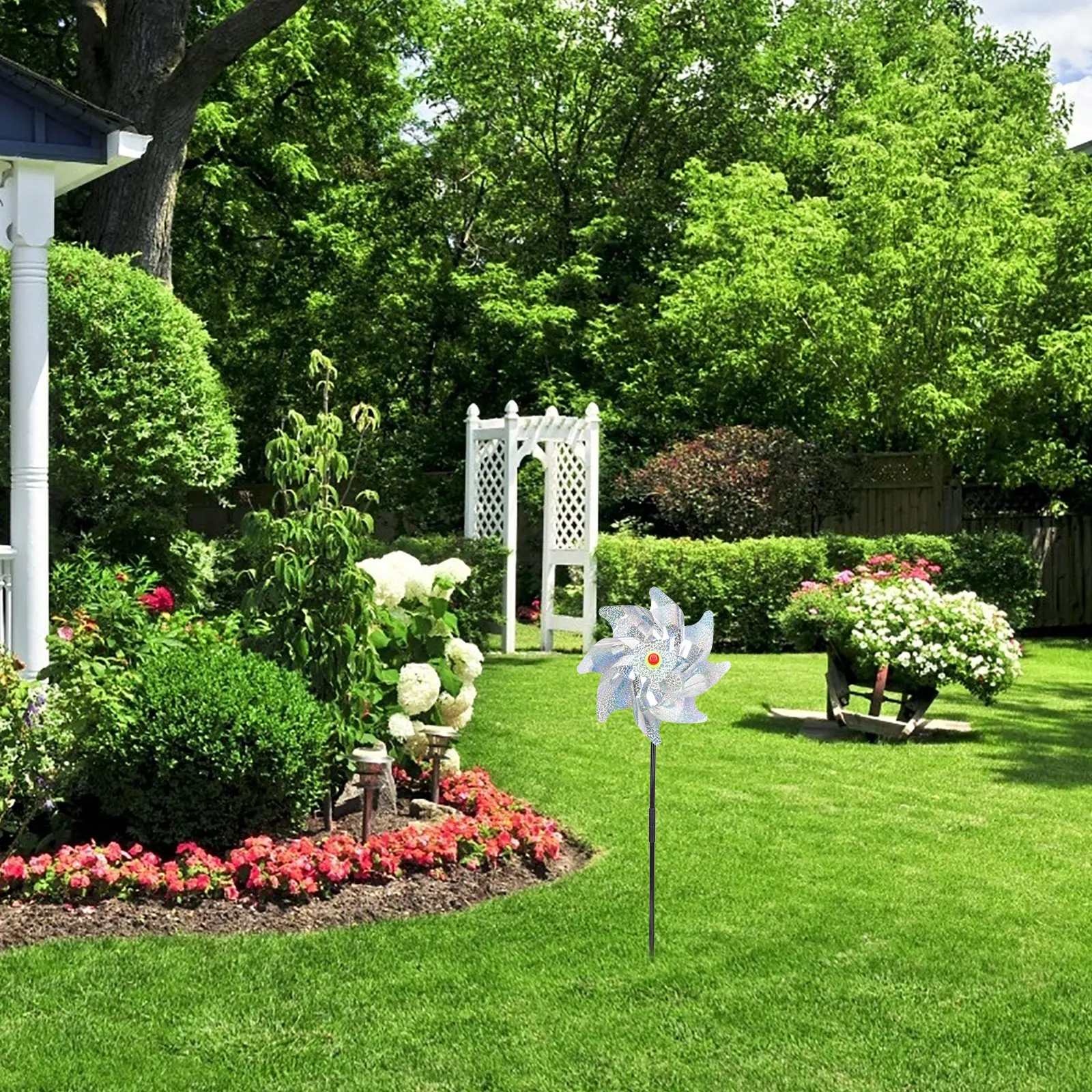 

3 pcs PET Windmill Bird Repeller Durable High Wind Design Rotating Reflective Outdoor Scarer Garden Supply Pest Repellent