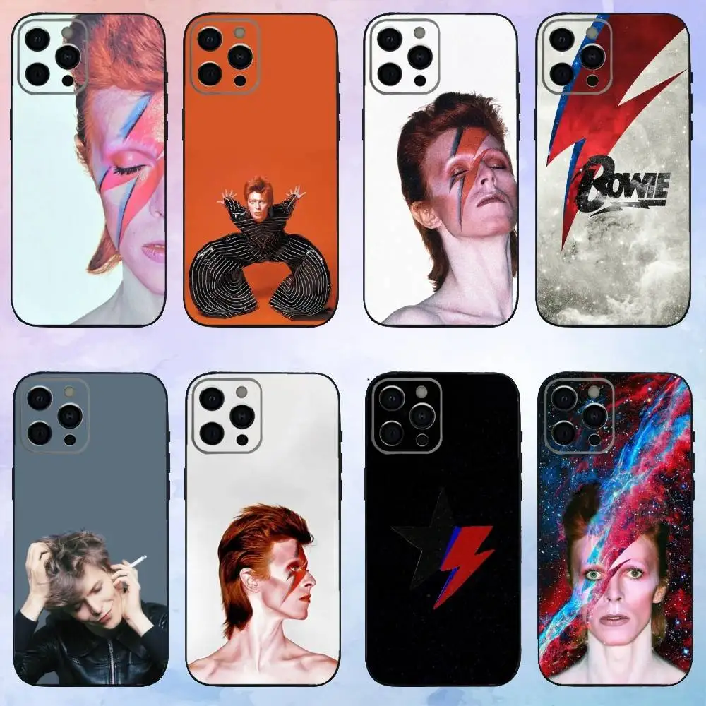 

D-David B-Bowie Singer Phone Case For iPhone17,16,15,14,13,12,11 Plus,Pro Max Soft Black Cover