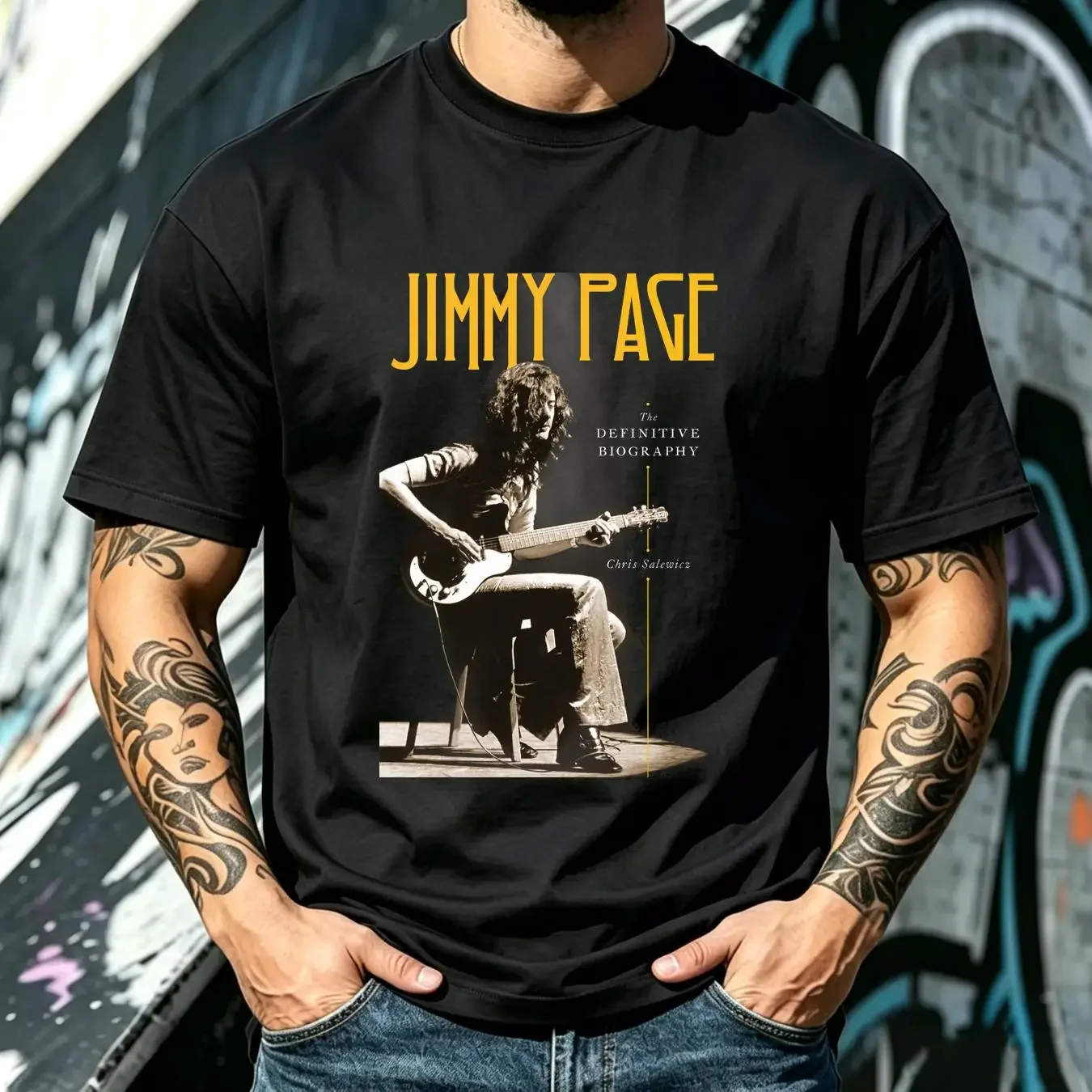 washed T Shirt Jimmy Page The Definitive Biography Full Size S to 5XL TL482 vintage Washed designer clothes Breathable homme