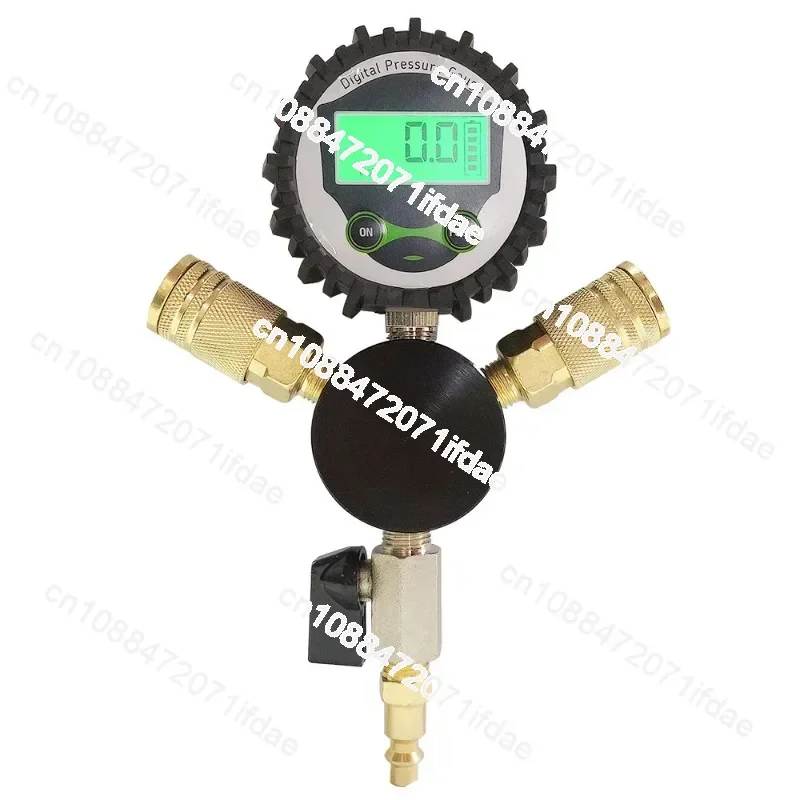 Tire Inflator 4 Port Air Pneumatic Valve Manifold Gauge for Car Trucks Tire Pressure Equalizer Air Hose Splitter