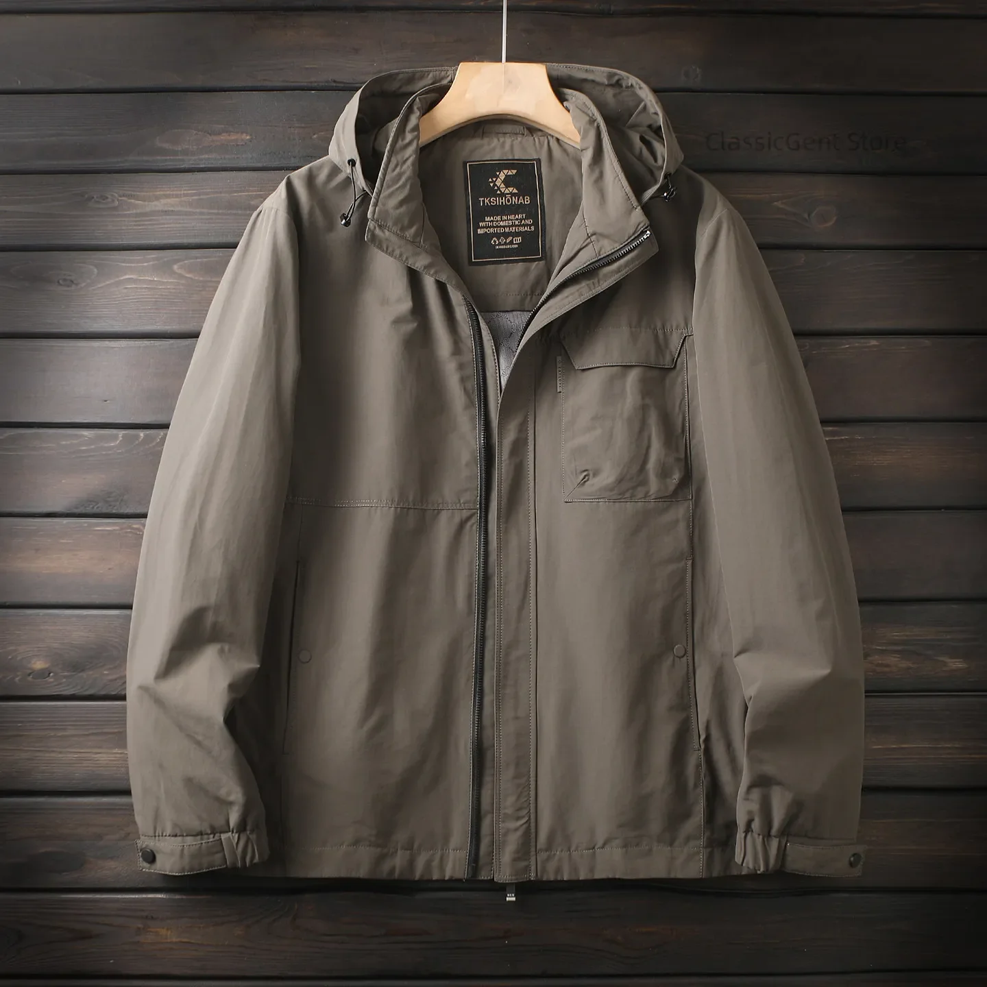 Light work wear, outdoor windproof and breathable men's spring and autumn casual take-off hooded jacket