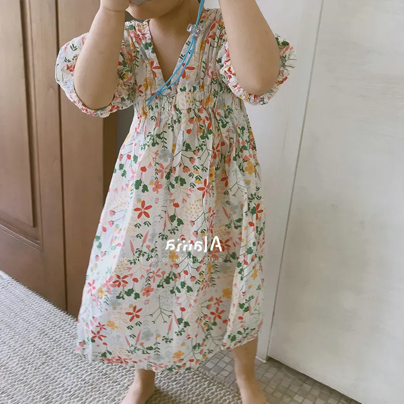

Girls' floral dress princess dress26New summer children's clothing wholesale3-8Years Old