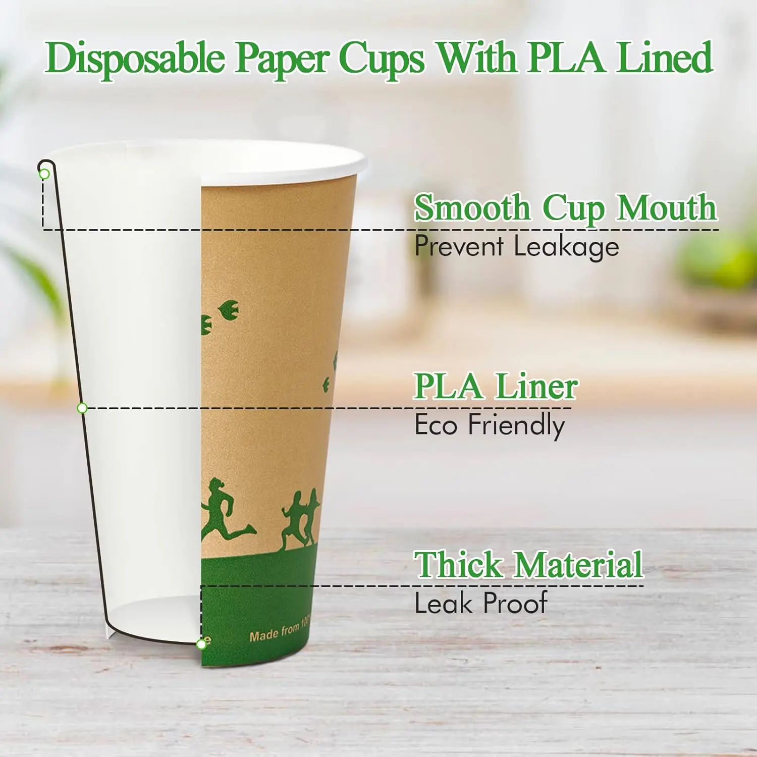 210 Count 16 oz Paper Cups, 100% Compostable Paper Coffee Cups with PLA Lined, Disposable Biodegradable Hot Paper Cups f