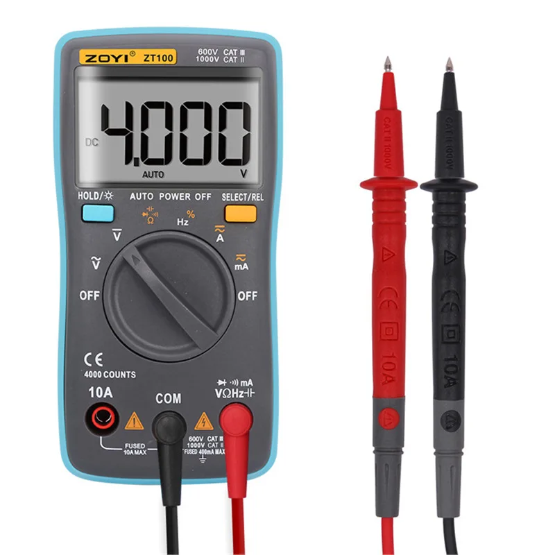 Multimeter Digital Pintar ZT100 dengan Bluetooth LCD Multimeter AC 4000 Counts Fitur Rentang Otomatis