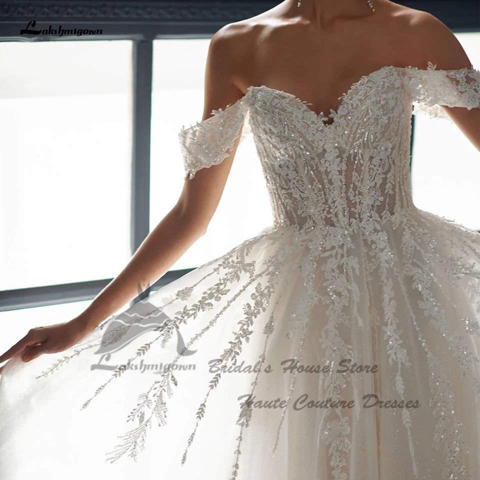 Lakshmigown Luxuriöse Spitzen-Strandhochzeitskleider Schulterfrei 2026 Vestidos De Novia Prinzessin Damen Brautkleider Maßanfertigung – Detail 3