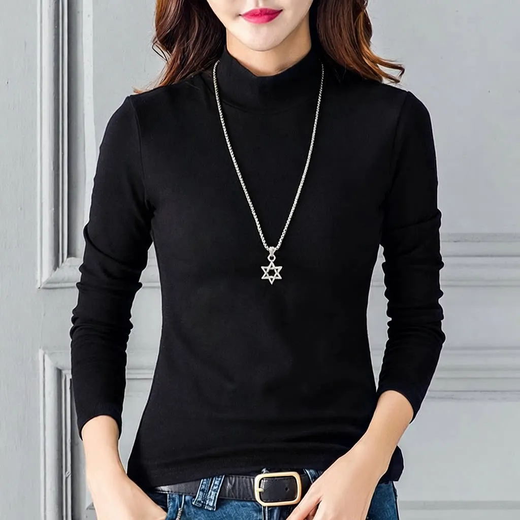 Double-Sided Fleece Warmth Long Sleeve Women's Base Shirt Slim Fit T-Shirt Pure Color Autumn Winter Thermal Underwear Top
