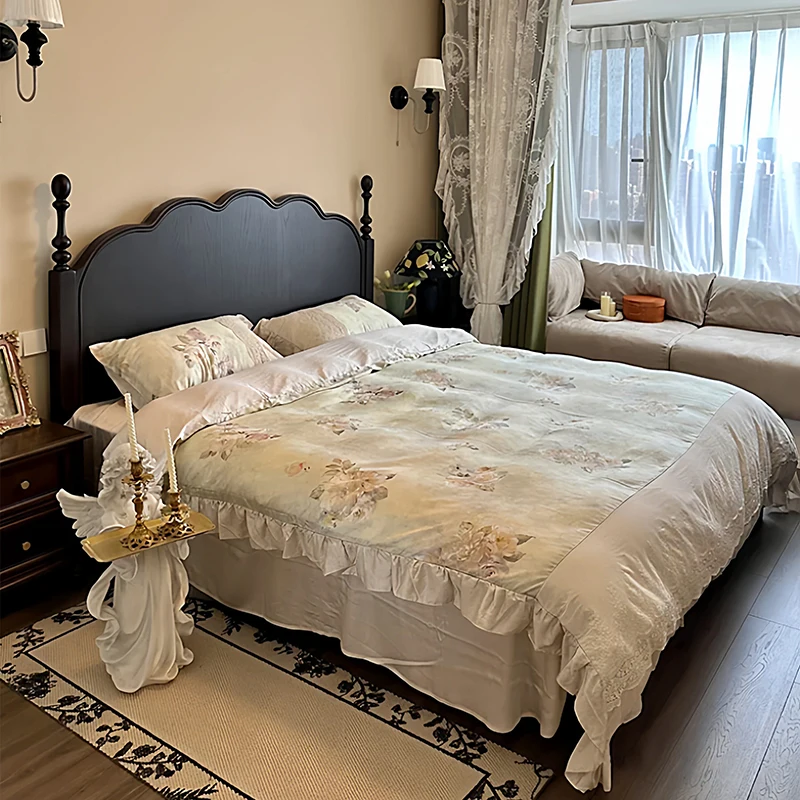

European Princess Massage Bed Bedroom Luxury Modern Frame Double Wooden Princess Bed Safe Sleeping Muebles Unique Furniture