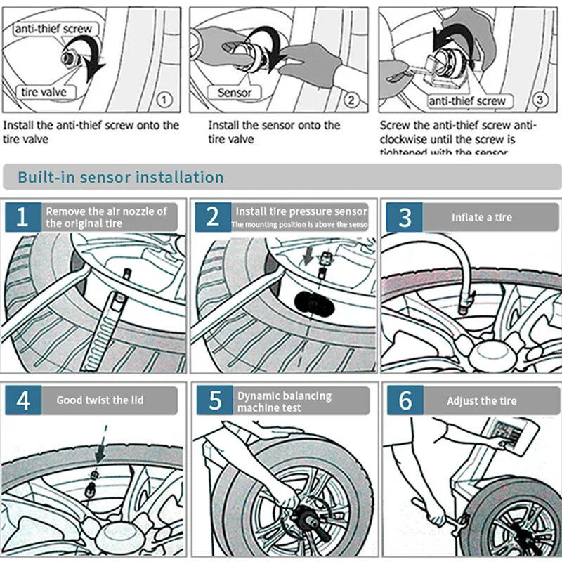 Riboton ความดันยาง Monitor 3.7V Led Built-In Solar รถความดันยางรถยนต์ยางภายนอกเซนเซอร์วัดความดัน