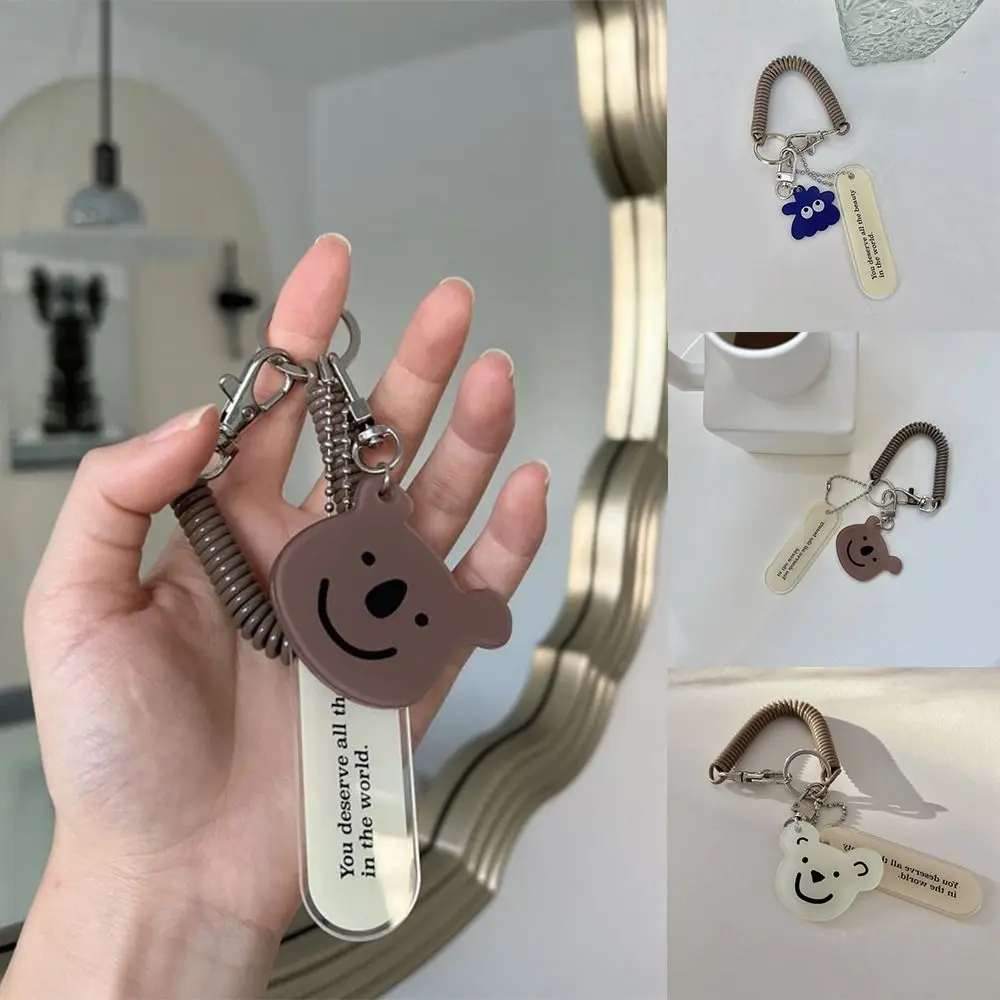 

Cartoon Bear Spring Coil Key Chain Retractable Acrylic Korean Style Key Ring Ornaments Key Holder Cartoon Lanyard Decoration