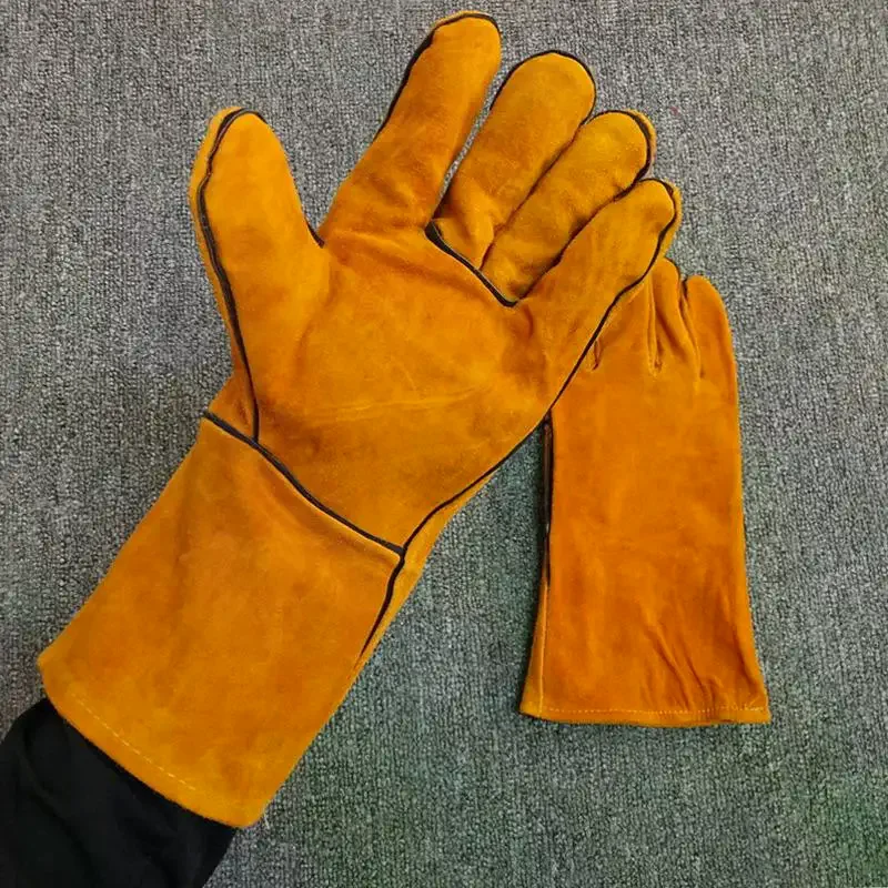 Flame-retardant Welding Work Gloves Heat-proof Metal Welding Protector Yellow Gloves Soldering Welding Gloves Tools