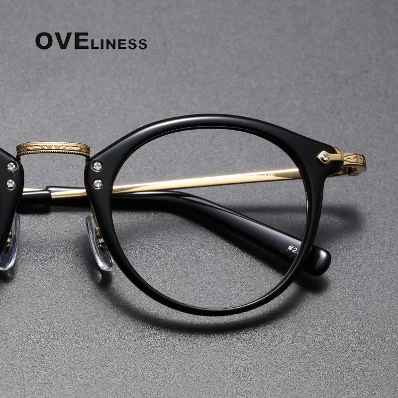2025 Acetate Titanium Glasses Frame Men Retro Vintage Round Eyeglasses frames women Spectacles Eyewear - Image 4