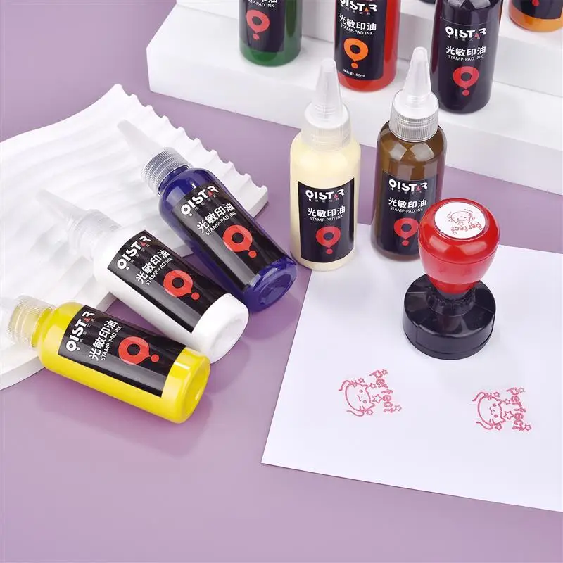 50ml Colorful Ink For Photosensitive Stamp Refilling Ink Rubber Stamp Oil Inking Refill Ink For Office School Make Seal Supplies