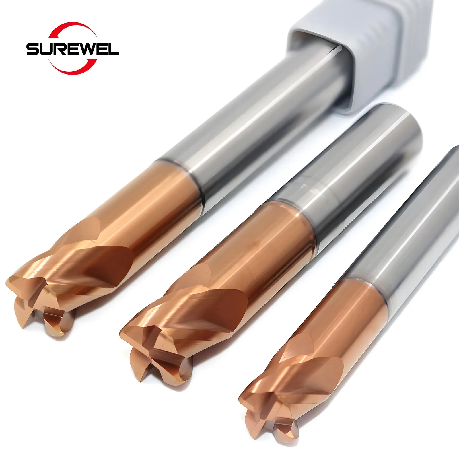 SUREWEL bull nose end mill Hi Feed,for roughing and deep slotting HRC68 Solid carbide R0.5 R1 R2 4 flute radius Milling Cutter