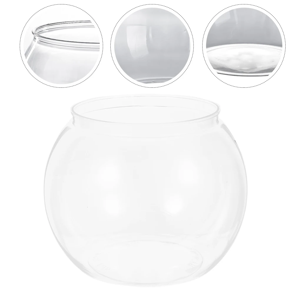 Plastic Fish Bowl Transparent Small Aquarium Small Fish Tank Round Desktop Fishbowls Goldfish Bowl For Home Office Decors