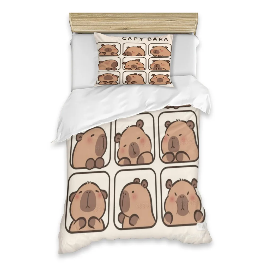 Capybara Single Bed Sheets Set  Complete Case Single Linen Quilt Cover