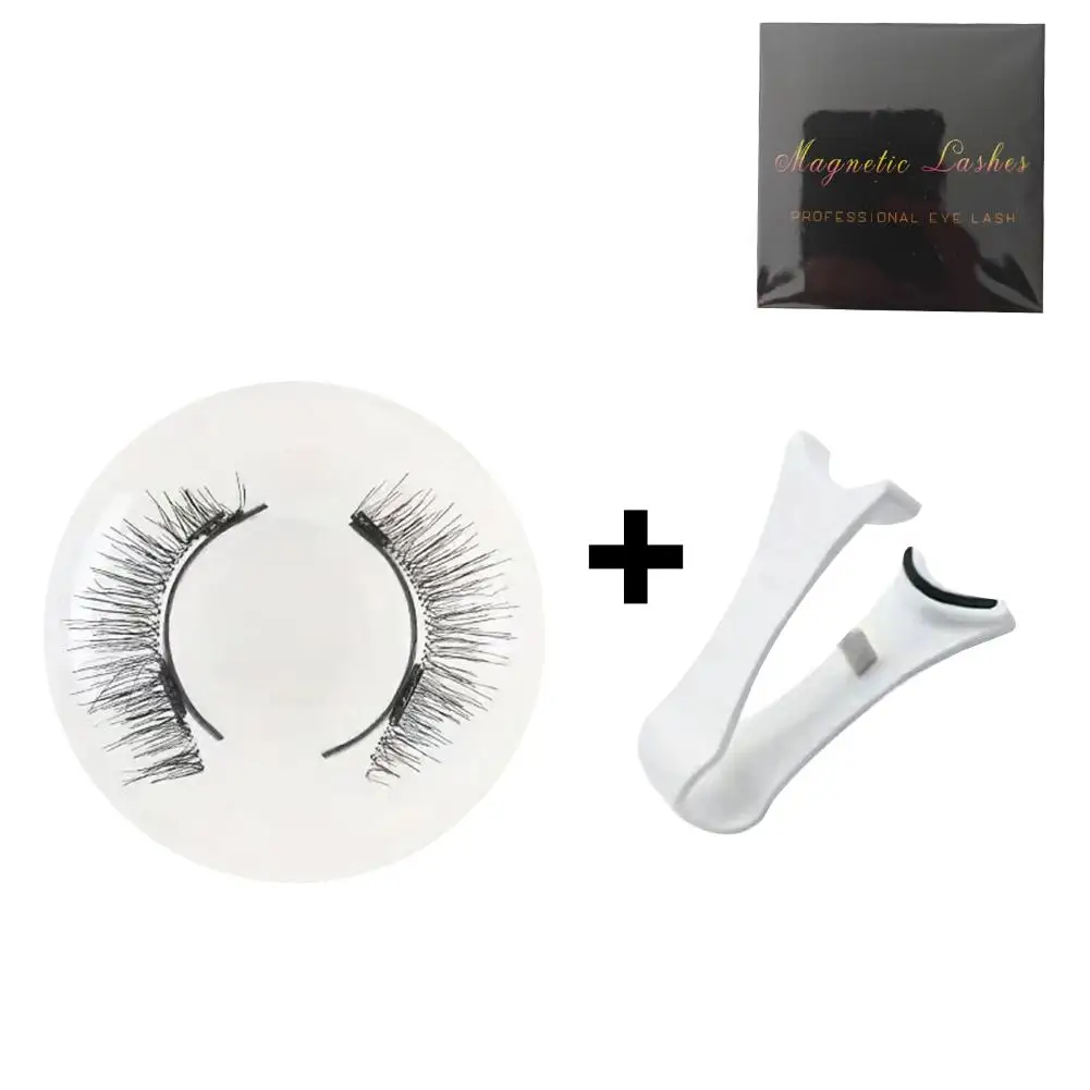 新しい磁気まつげセット 1 ペア再利用可能接着剤不要つけまつげ磁気ピンセット付きカーリーフェイクまつげメイクアップツール