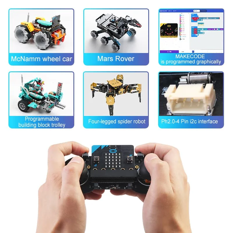 Emkaefun  Basic Gamepad Microbit Joystick Handle With Button Rocker Can Control Micro:Bit Robot Car with Motor Buzzer for STEM