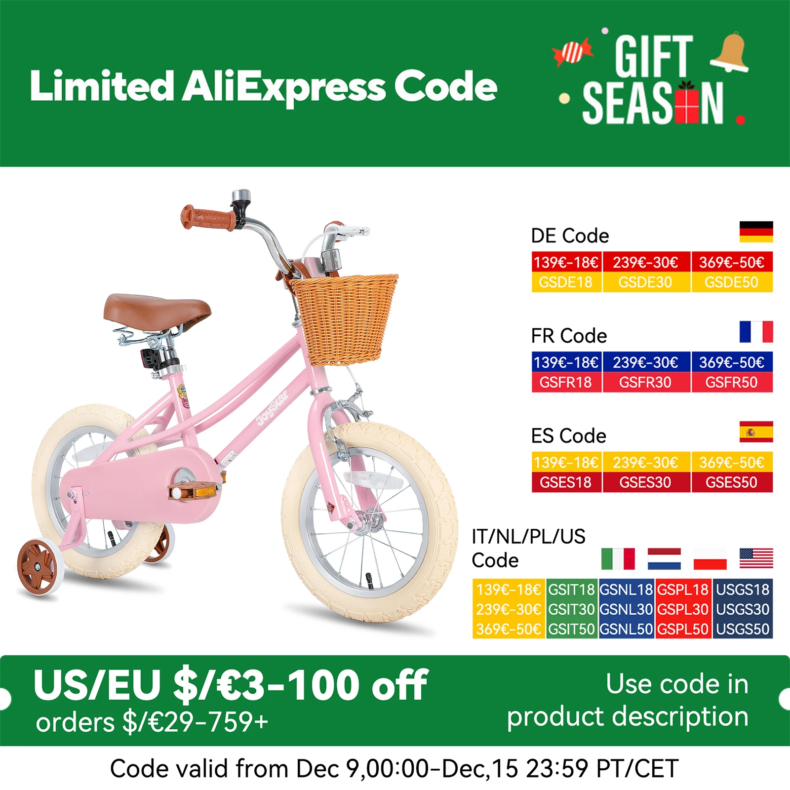 US warehouse JOYSTAR Girls Bike for 2-12 Toddlers & Kids, 12