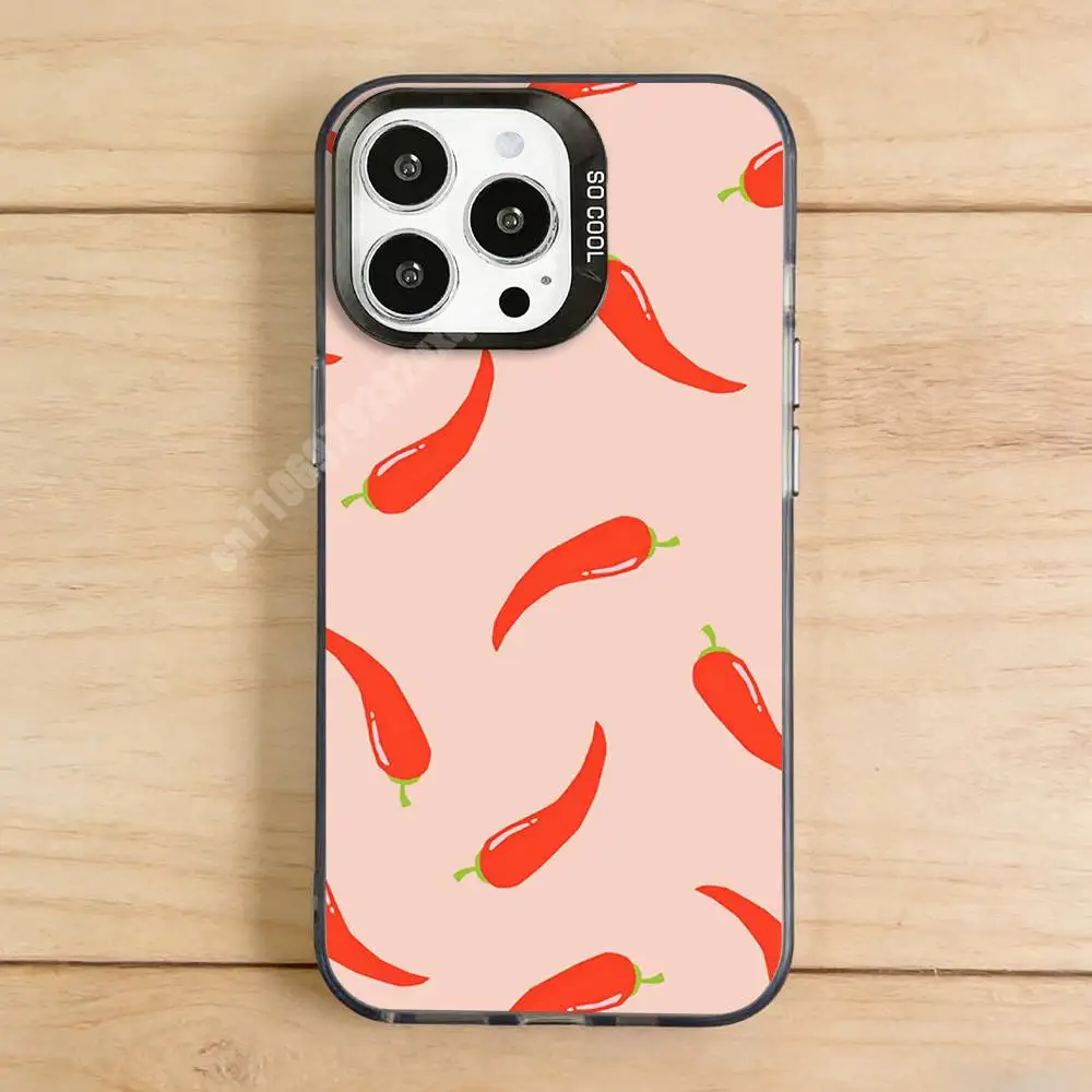 Red Pepper Pattern Phone Case for iPhone 17 16 15 Max Mini 14 13 Pro Plus 12 11 X XS Air IMD Cover