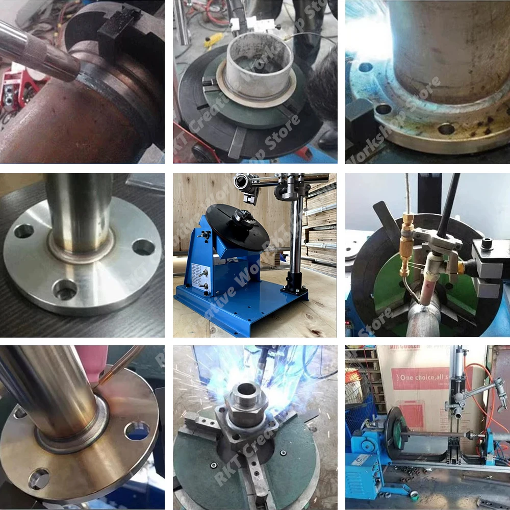 10KG Welding Positioner Rotary Welding Turntable 2‑16RPM 0‑90° Tilting 3‑Jaw Chuck Foot‑Pedal for Circular Workpiece Welding 65/