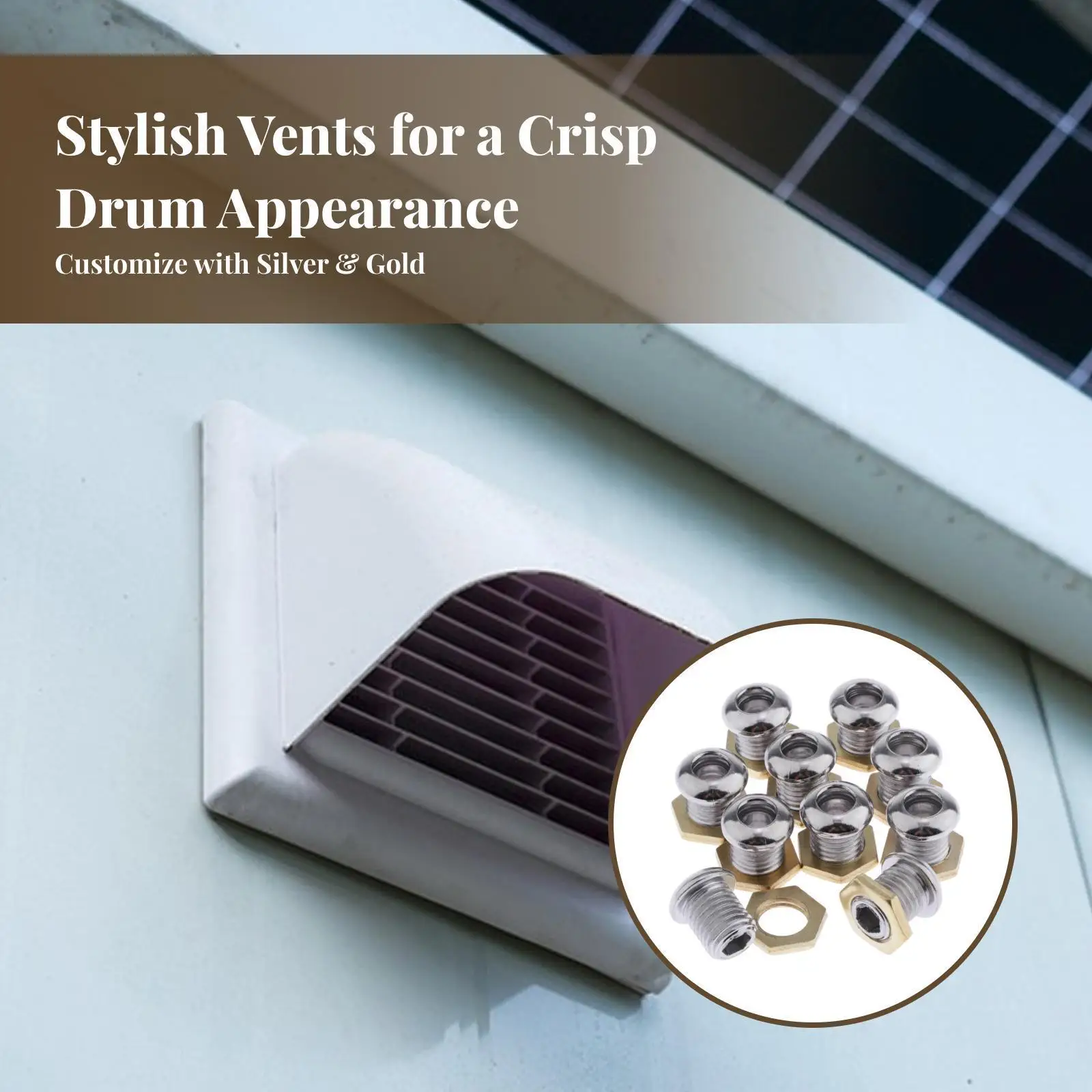 Conjunto de Juntas de Ventilação para Instrumento de Percussão, Peças Metálicas para Kit de Bateria de 22 Polegadas