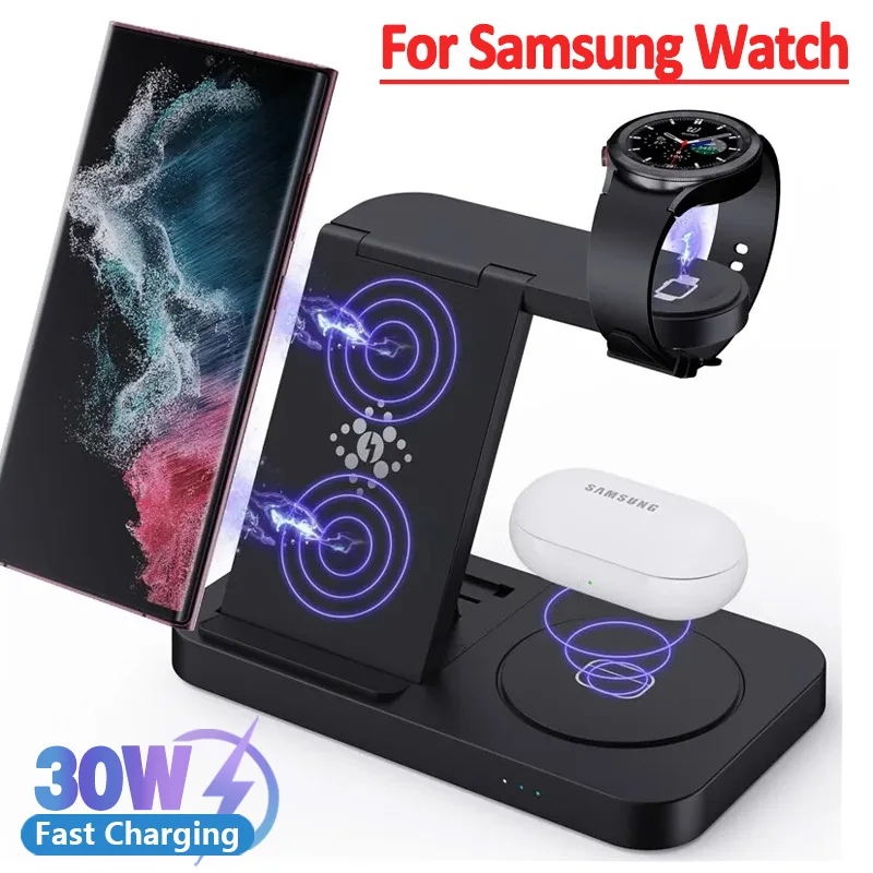 4 in 1 30W Foldable Wireless Charger For iPhone 15 14 13 8 Samsung S20 S21 Samsung Galaxy 6/5/4 active 3/4 Fast Charging Station