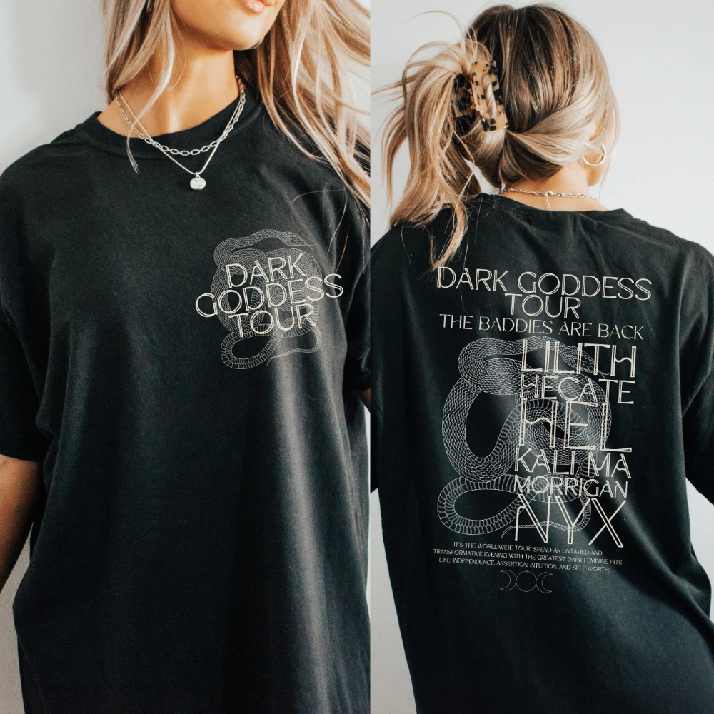 Dark Goddess Tour Shirt Briana Edit Hel Lilith Hecate Morrigan Snake Shirt Dark Academia Mythology Women's T-shirts for Summer