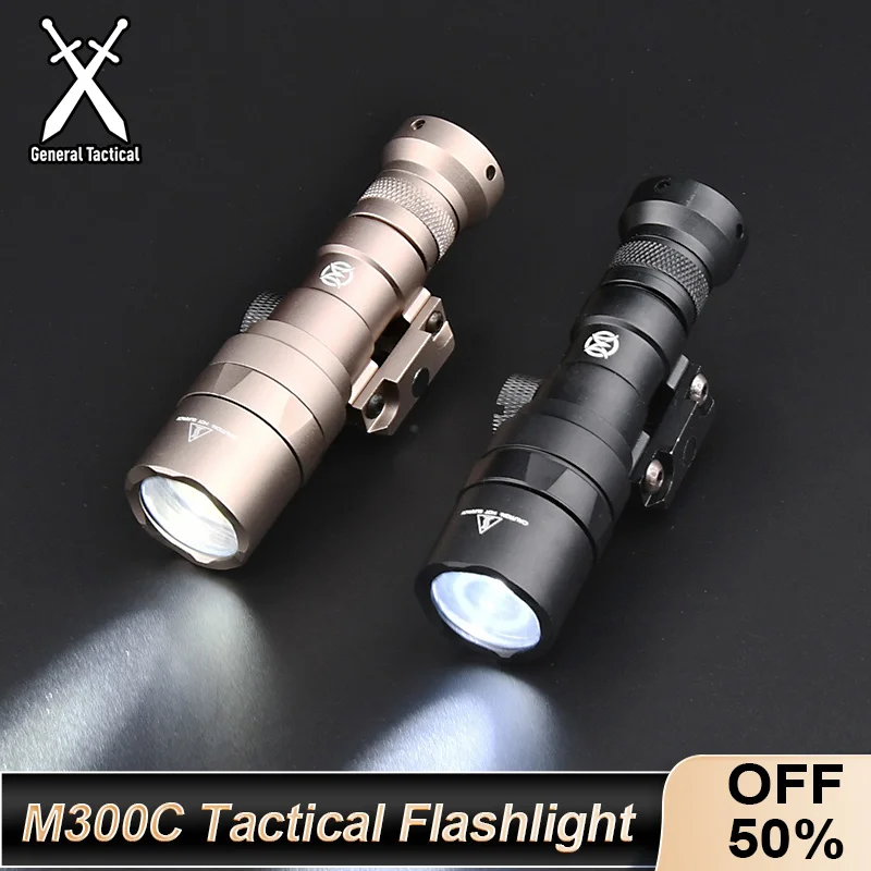 

WADSN Surefir M300C M300 Tacitcal Flashlight Mini Weapon Scout Hunting LED Light Fit 20MM Rail Momentary-on Constant-on Tail