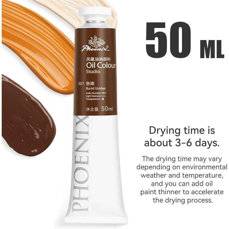 مجموعة طلاء زيتي من فونيكس ستوديو - 5 ألوان × 50 مل / 1.69 أونصة سائلة مجموعة قيمة رائعة - دهانات فنية احترافية تعتمد على الزيت للرسم #3