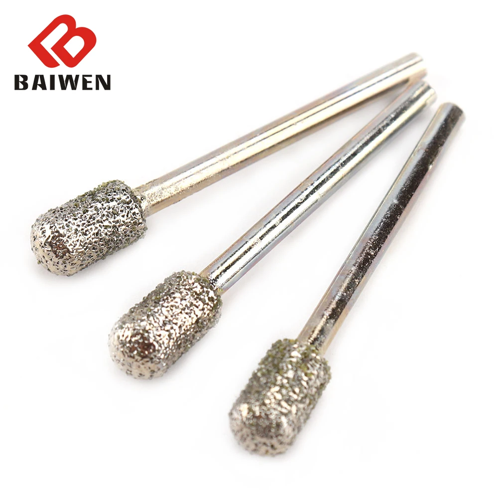 3mm codolo teste di rettifica diamantate fresa utensile rotante fresa doppio diamante taglio rotante Dremel metallo legno rettifica elettrica