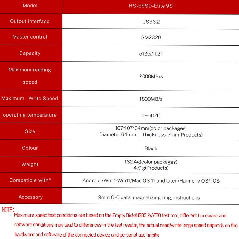 HIKSEM 1TB M.2 2230 NVMe SSD Enclosure - USB-C 3.2 Gen2 10Gbps, MagSafe, Compatible with iPhone 16 Pro Max ProRes & MacBook
