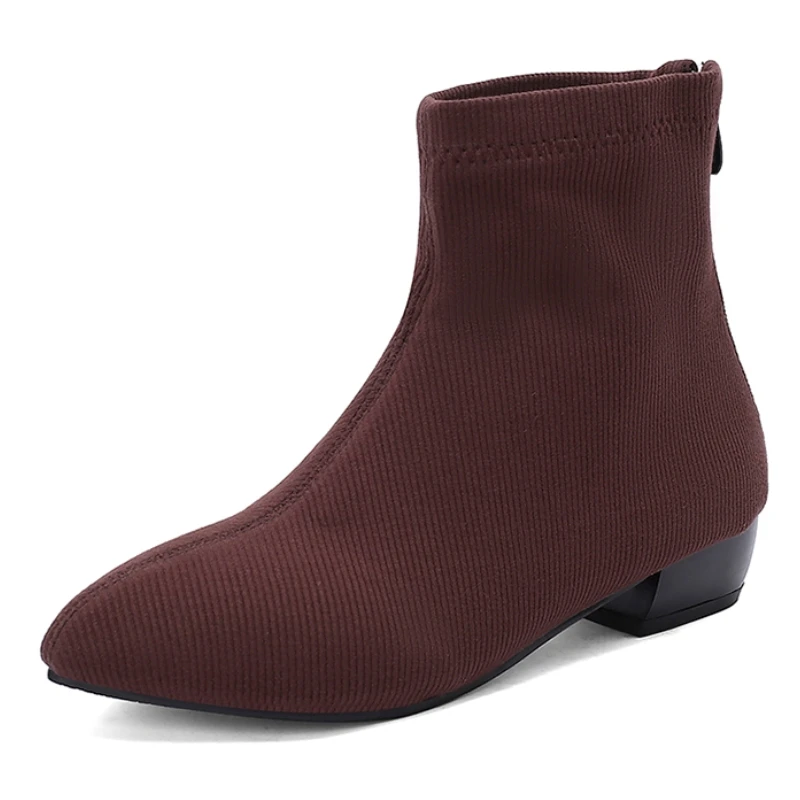 Green Pink Ankle Boots for Women Spring Shoes Autumn Comfortable Socks Short Boot Low Heels Footwear Shoes Ladies Large Size 48 view 5