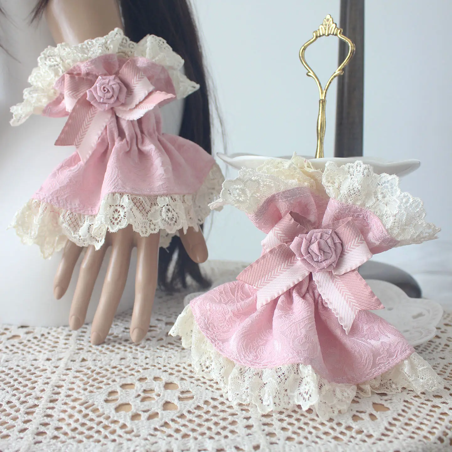 

Japanese Elegant Lolita Hairband Hair Clips Cake Small Objects Lace Folds Headwear Hand Sleeves Cos Headpieces Hair Accessories
