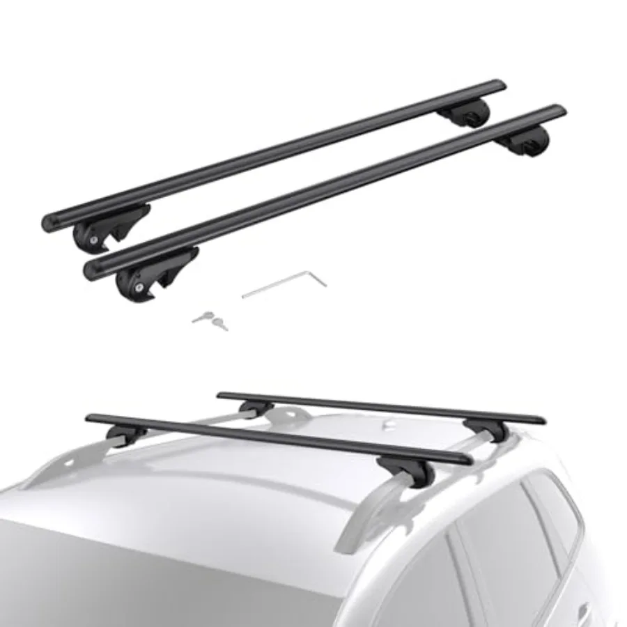 

Heavy Duty 52 Universal Roof Rack Cross Bars for SUVs and Cars with Raised Side Rails and Gap Supports Up to 200LB Capacity Inc